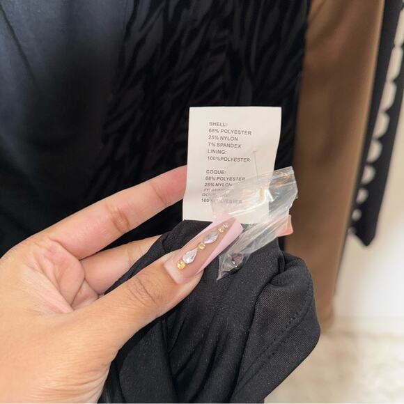 New Ramy Brook Kalani Black Zebra Print Flocked Textuted Long Sleeve Mini Dress - Picture 15 of 15